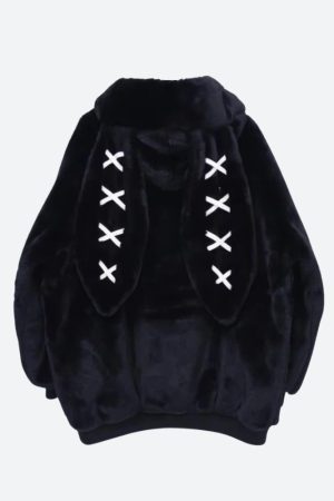 Quick Outfits, Modest Fashion Outfits Ideas Grunge Rabbit Ear Plush Jacket