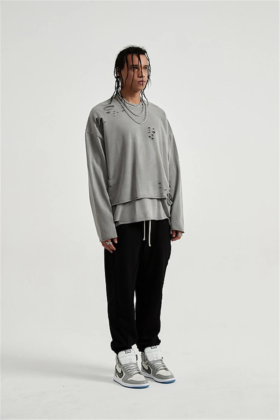 Quick Outfits, Modest Fashion Outfits Ideas Grunge Ripped Layered Sweatshirt Quick Outfits, Modest Fashion Outfits Ideas Grunge Ripped Layered Sweatshirt