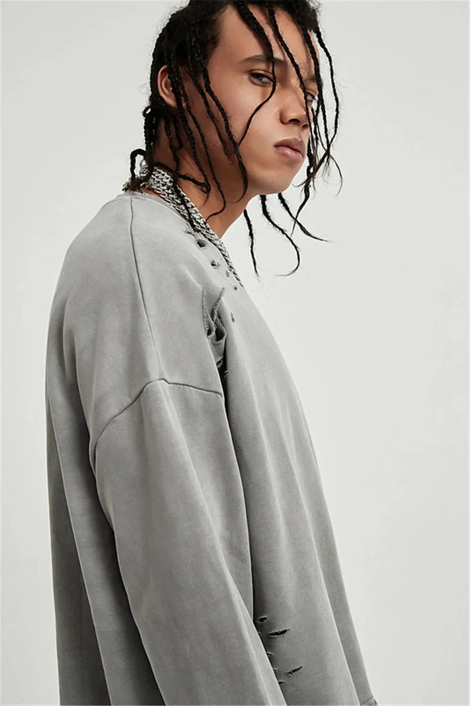 Quick Outfits, Modest Fashion Outfits Ideas Grunge Ripped Layered Sweatshirt Quick Outfits, Modest Fashion Outfits Ideas Grunge Ripped Layered Sweatshirt