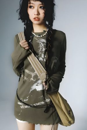 Quick Outfits, Modest Fashion Outfits Ideas Grunge Rope Belted Top