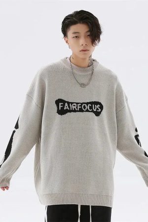 Quick Outfits, Modest Fashion Outfits Ideas Grunge Skeleton Knitted Sweater