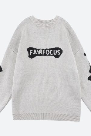 Quick Outfits, Modest Fashion Outfits Ideas Grunge Skeleton Knitted Sweater