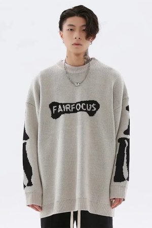 Quick Outfits, Modest Fashion Outfits Ideas Grunge Skeleton Knitted Sweater