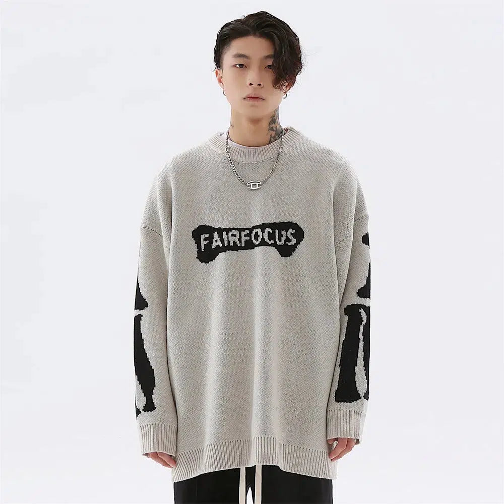 Quick Outfits, Modest Fashion Outfits Ideas Grunge Skeleton Knitted Sweater Quick Outfits, Modest Fashion Outfits Ideas Grunge Skeleton Knitted Sweater