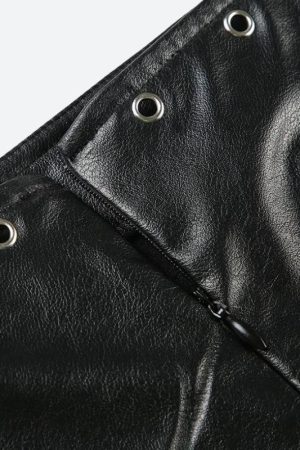 Quick Outfits, Modest Fashion Outfits Ideas Grunge Spiked Faux Leather Mini Skirt