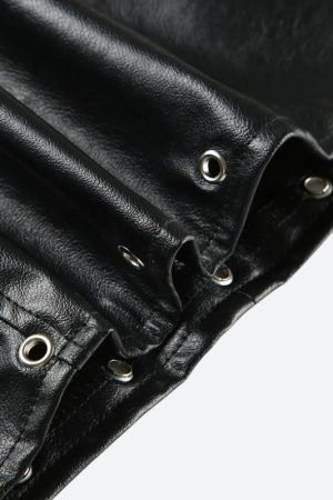 Quick Outfits, Modest Fashion Outfits Ideas Grunge Spiked Faux Leather Mini Skirt