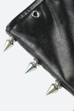 Quick Outfits, Modest Fashion Outfits Ideas Grunge Spiked Faux Leather Mini Skirt