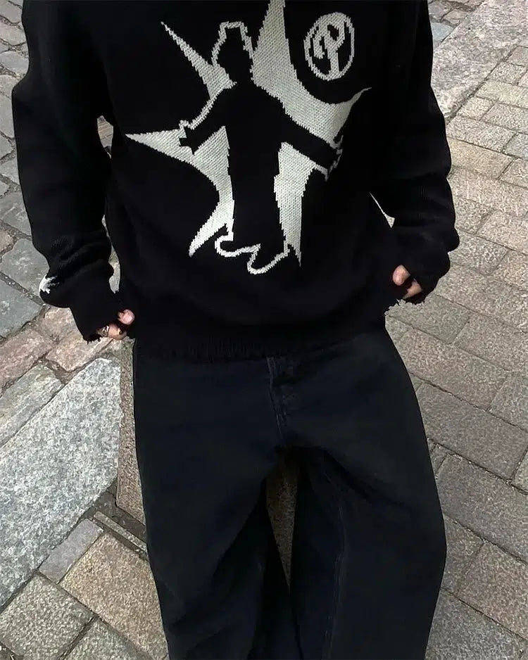 Quick Outfits, Modest Fashion Outfits Ideas Grunge Starboy Distressed Knitted Sweater Quick Outfits, Modest Fashion Outfits Ideas Grunge Starboy Distressed Knitted Sweater