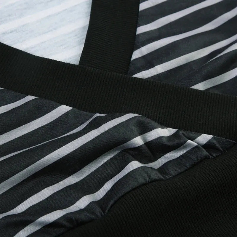 Quick Outfits, Modest Fashion Outfits Ideas Grunge Striped Wrap Crop Top Quick Outfits, Modest Fashion Outfits Ideas Grunge Striped Wrap Crop Top