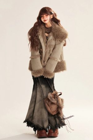 Quick Outfits, Modest Fashion Outfits Ideas Grunge Tasseled Patch Maxi Skirt