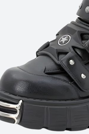 Quick Outfits, Modest Fashion Outfits Ideas Grunge Velcro Straps Chunky Platform Boots