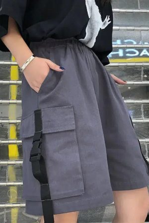 Quick Outfits, Modest Fashion Outfits Ideas Grunge Wide Leg Cargo Shorts