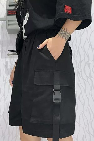 Quick Outfits, Modest Fashion Outfits Ideas Grunge Wide Leg Cargo Shorts