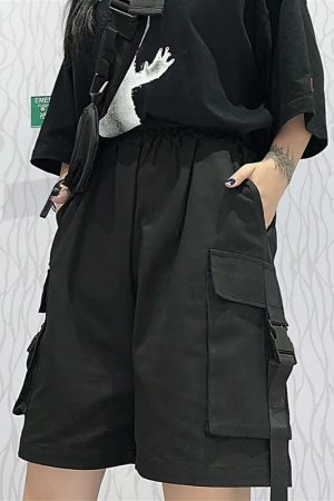 Quick Outfits, Modest Fashion Outfits Ideas Grunge Wide Leg Cargo Shorts