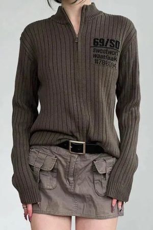 Quick Outfits, Modest Fashion Outfits Ideas Grunge Zip-Up Cardigan Jacket