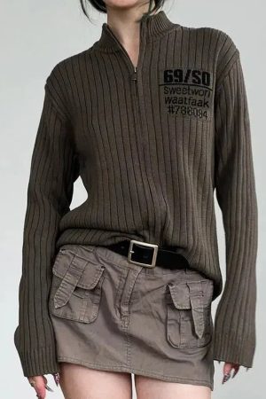 Quick Outfits, Modest Fashion Outfits Ideas Grunge Zip-Up Cardigan Jacket