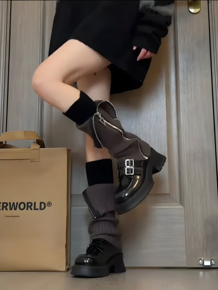 Quick Outfits, Modest Fashion Outfits Ideas Grunge Zip-Up Knitted Leg Warmers Quick Outfits, Modest Fashion Outfits Ideas Grunge Zip-Up Knitted Leg Warmers