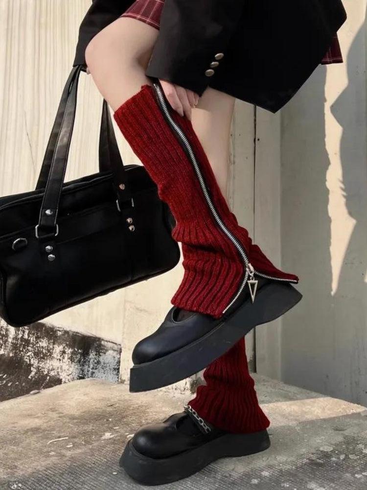 Quick Outfits, Modest Fashion Outfits Ideas Grunge Zip-Up Knitted Leg Warmers Quick Outfits, Modest Fashion Outfits Ideas Grunge Zip-Up Knitted Leg Warmers