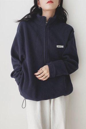 Quick Outfits, Modest Fashion Outfits Ideas Half Zipper Fleece Sweatshirt