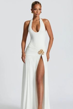 Quick Outfits, Modest Fashion Outfits Ideas Halter Bodysuit & Maxi Skirt Two Piece Set