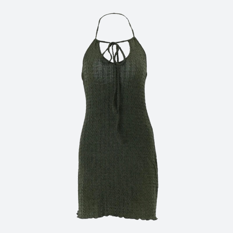 Quick Outfits, Modest Fashion Outfits Ideas Halter Neck Knitted Mini Dress Quick Outfits, Modest Fashion Outfits Ideas Halter Neck Knitted Mini Dress