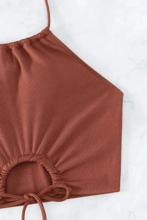 Quick Outfits, Modest Fashion Outfits Ideas Halter Top & Swim Shorts Bikini Set