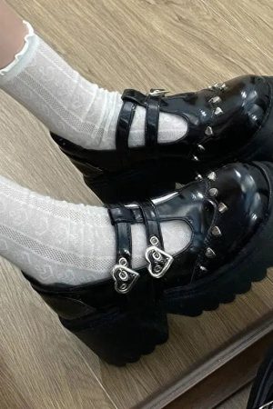 Quick Outfits, Modest Fashion Outfits Ideas Heart Buckled Platform Mary Jane Shoes