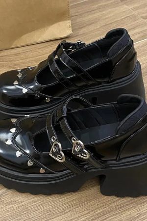 Quick Outfits, Modest Fashion Outfits Ideas Heart Buckled Platform Mary Jane Shoes