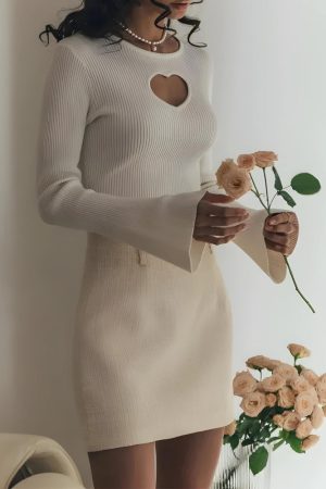 Quick Outfits, Modest Fashion Outfits Ideas Heart Cut Out Corduroy Top