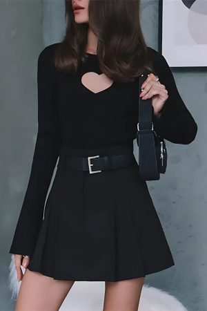 Quick Outfits, Modest Fashion Outfits Ideas Heart Cut Out Corduroy Top