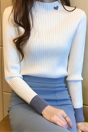 Quick Outfits, Modest Fashion Outfits Ideas Heart Embroidered Corduroy Top