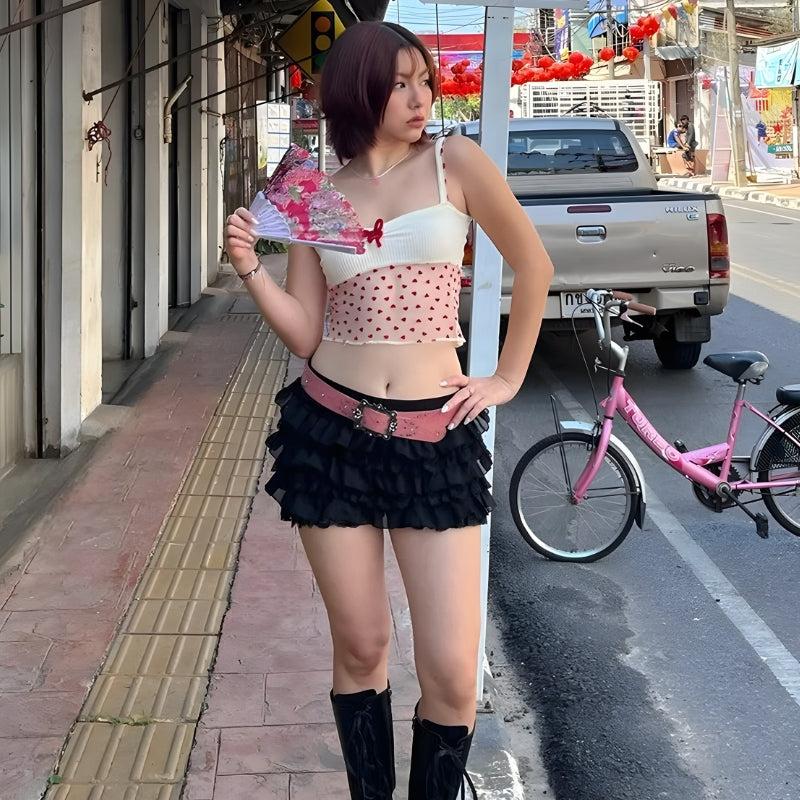 Quick Outfits, Modest Fashion Outfits Ideas Heart Knitted Sheer Crop Top Quick Outfits, Modest Fashion Outfits Ideas Heart Knitted Sheer Crop Top