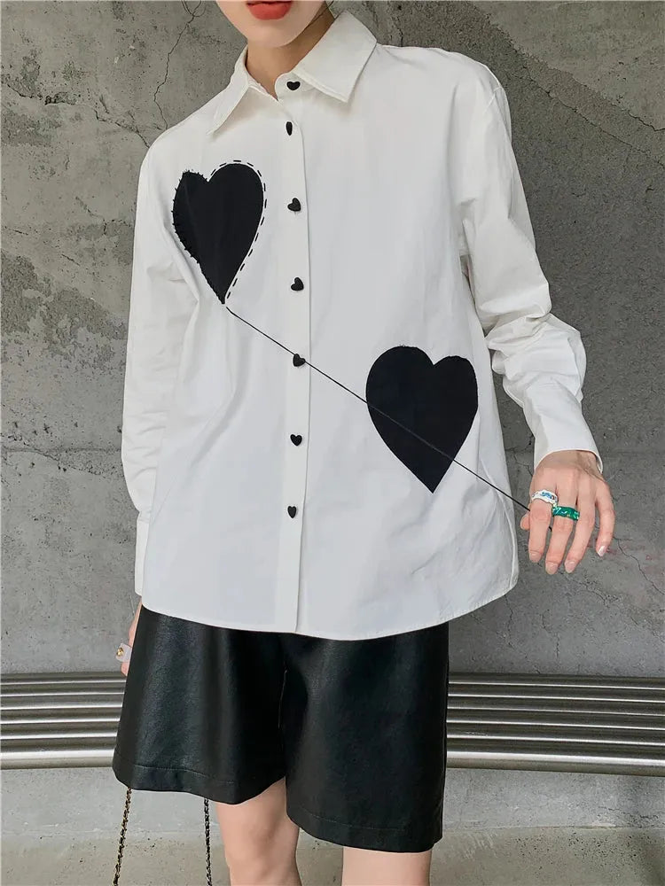 Quick Outfits, Modest Fashion Outfits Ideas Heart Patch Button-Up Shirt Quick Outfits, Modest Fashion Outfits Ideas Heart Patch Button-Up Shirt