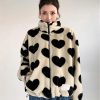 Quick Outfits, Modest Fashion Outfits Ideas Heart Pattern Teddy Jacket