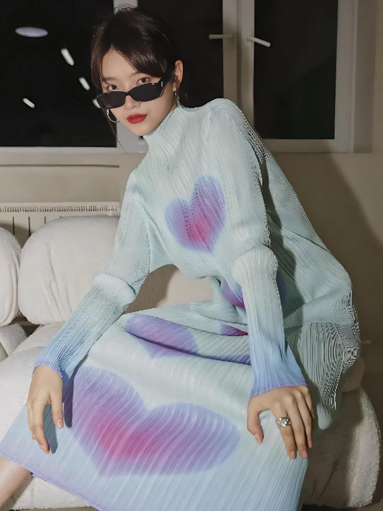 Quick Outfits, Modest Fashion Outfits Ideas Heart Pleated Top & Midi Skirt Two Piece Set Quick Outfits, Modest Fashion Outfits Ideas Heart Pleated Top & Midi Skirt Two Piece Set