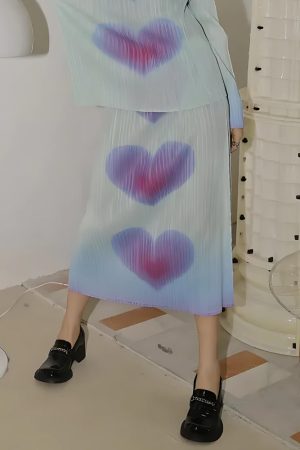 Quick Outfits, Modest Fashion Outfits Ideas Heart Pleated Top & Midi Skirt Two Piece Set