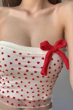 Quick Outfits, Modest Fashion Outfits Ideas Heart Ribbed Tube Top