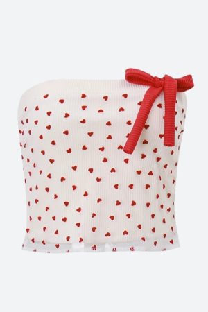 Quick Outfits, Modest Fashion Outfits Ideas Heart Ribbed Tube Top