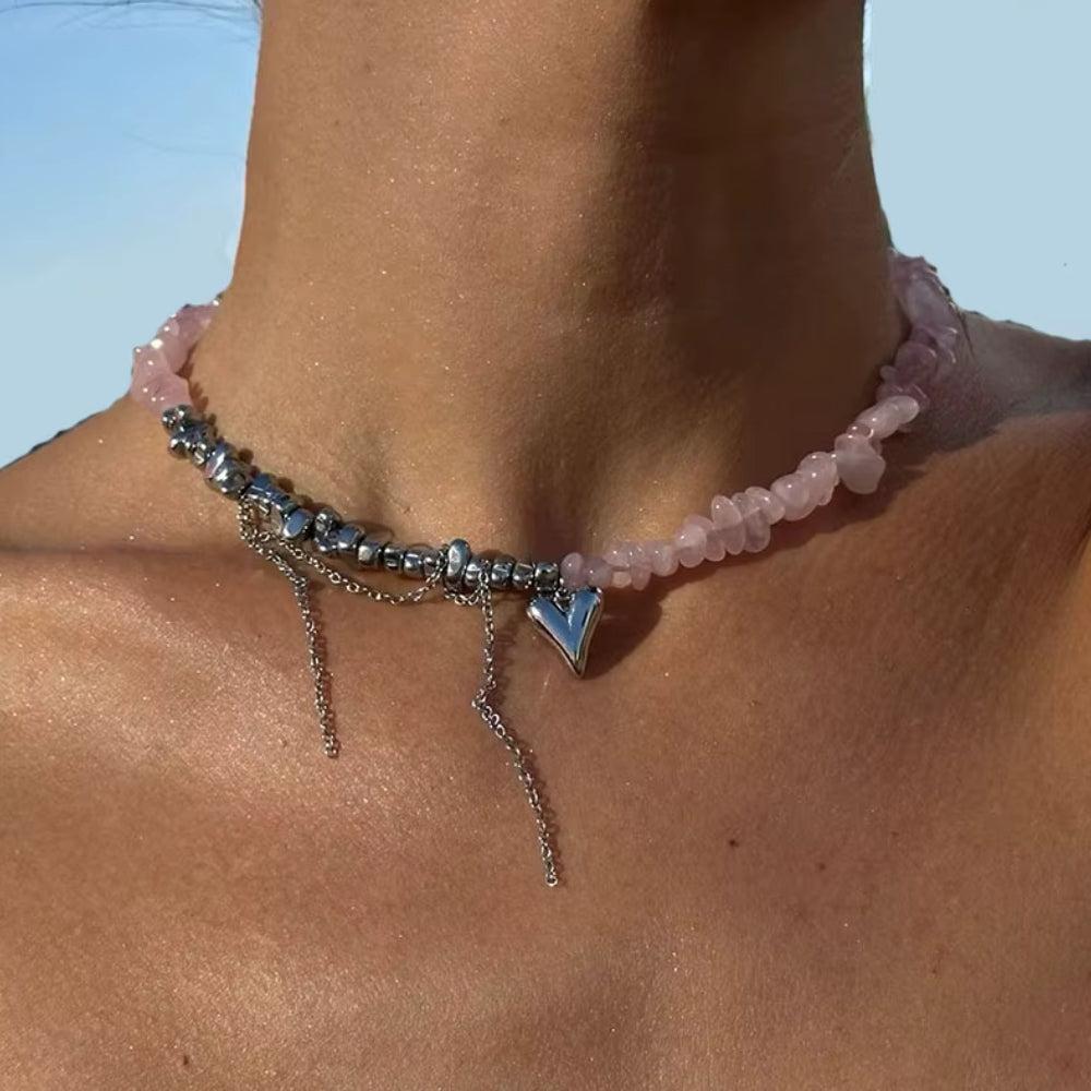 Quick Outfits, Modest Fashion Outfits Ideas Heart Rose Quartz Necklace Quick Outfits, Modest Fashion Outfits Ideas Heart Rose Quartz Necklace