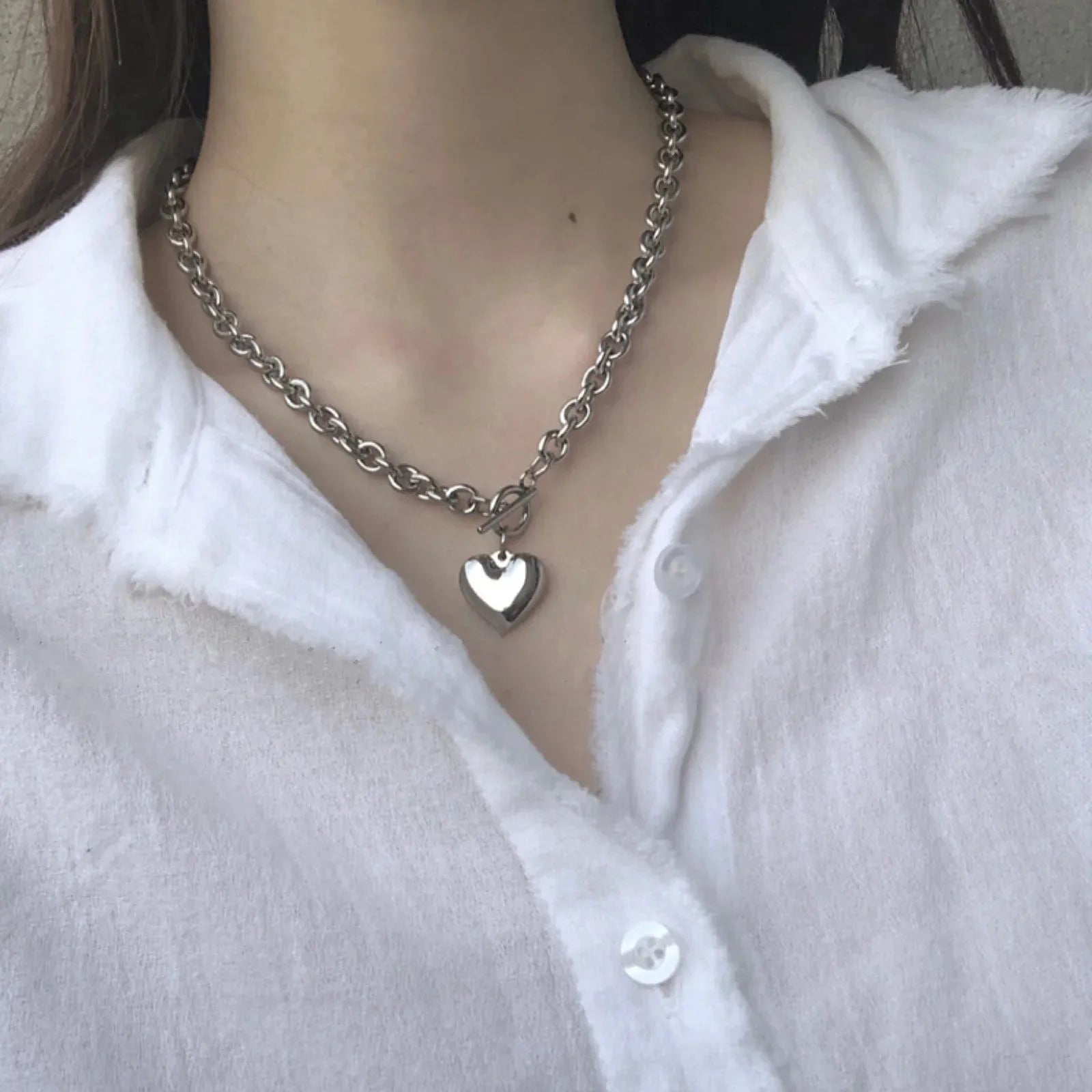 Quick Outfits, Modest Fashion Outfits Ideas Heart Toggle Clasp Necklace Quick Outfits, Modest Fashion Outfits Ideas Heart Toggle Clasp Necklace