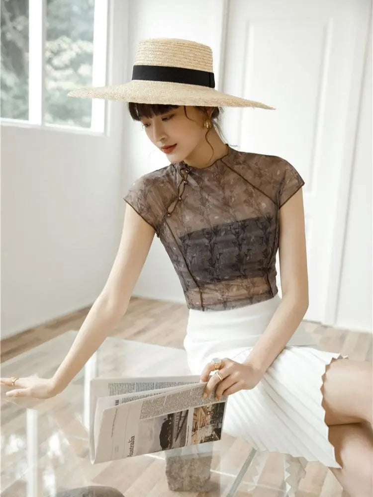 Quick Outfits, Modest Fashion Outfits Ideas High Neck Mesh Top Quick Outfits, Modest Fashion Outfits Ideas High Neck Mesh Top