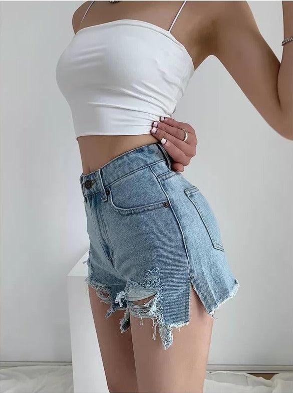 Quick Outfits, Modest Fashion Outfits Ideas High Waist Extra Distressed Jean Shorts Quick Outfits, Modest Fashion Outfits Ideas High Waist Extra Distressed Jean Shorts