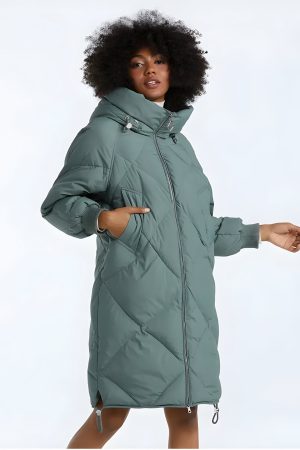 Quick Outfits, Modest Fashion Outfits Ideas Hooded Zip-Up Long Puffer Coat