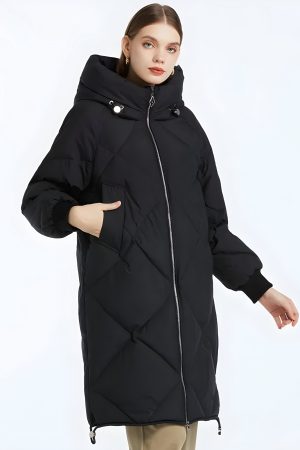 Quick Outfits, Modest Fashion Outfits Ideas Hooded Zip-Up Long Puffer Coat