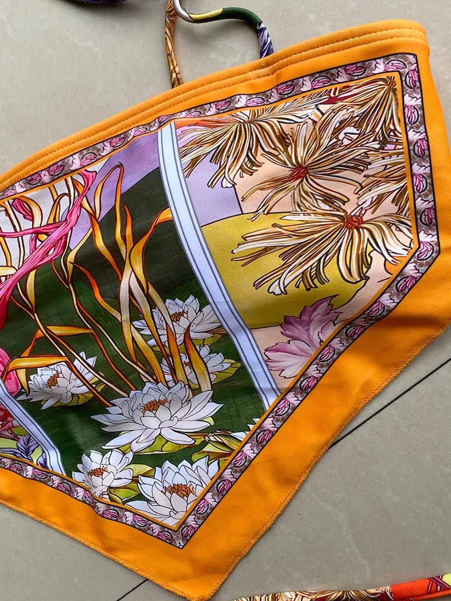 Quick Outfits, Modest Fashion Outfits Ideas Indie Floral Bandana Scarf Bikini Set Quick Outfits, Modest Fashion Outfits Ideas Indie Floral Bandana Scarf Bikini Set