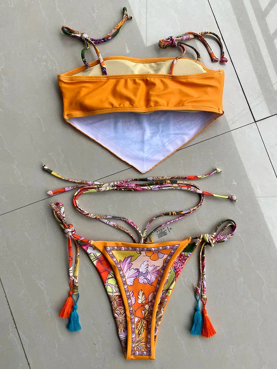 Quick Outfits, Modest Fashion Outfits Ideas Indie Floral Bandana Scarf Bikini Set Quick Outfits, Modest Fashion Outfits Ideas Indie Floral Bandana Scarf Bikini Set