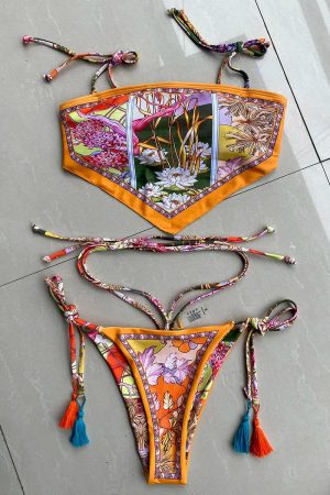 Quick Outfits, Modest Fashion Outfits Ideas Indie Floral Bandana Scarf Bikini Set