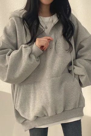 Quick Outfits, Modest Fashion Outfits Ideas Indie Oversized Zip Up Hoodie