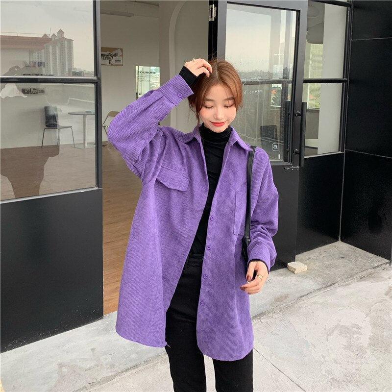 Quick Outfits, Modest Fashion Outfits Ideas Indie Purple Corduroy Casual Shirt Quick Outfits, Modest Fashion Outfits Ideas Indie Purple Corduroy Casual Shirt