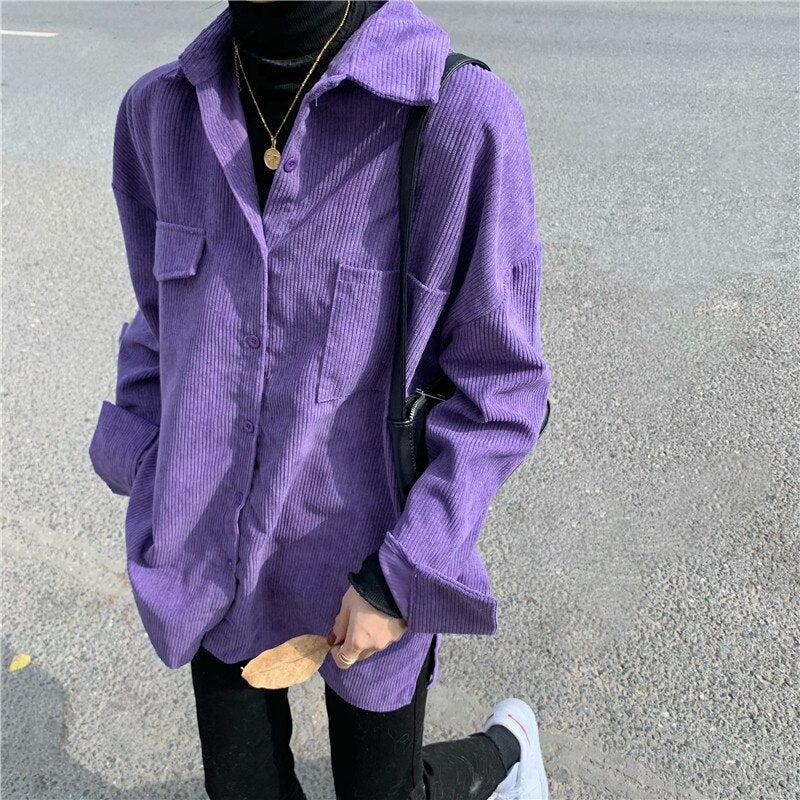 Quick Outfits, Modest Fashion Outfits Ideas Indie Purple Corduroy Casual Shirt Quick Outfits, Modest Fashion Outfits Ideas Indie Purple Corduroy Casual Shirt
